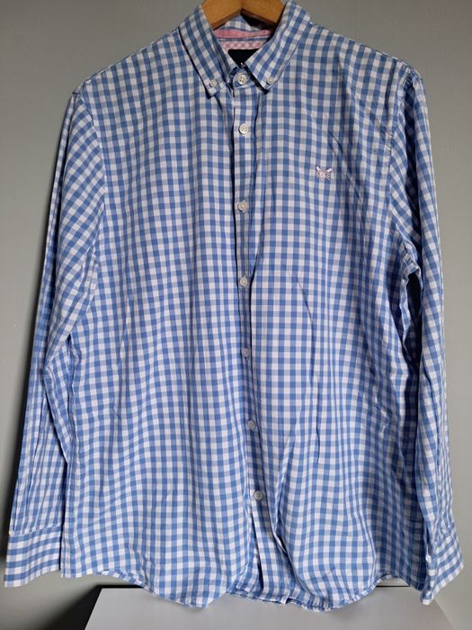 Niebieska  męska koszula w kratę Crew Clothing  Company