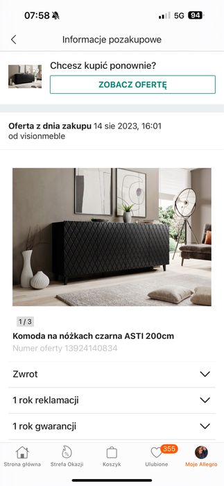 Meble do salonu czarny mat.