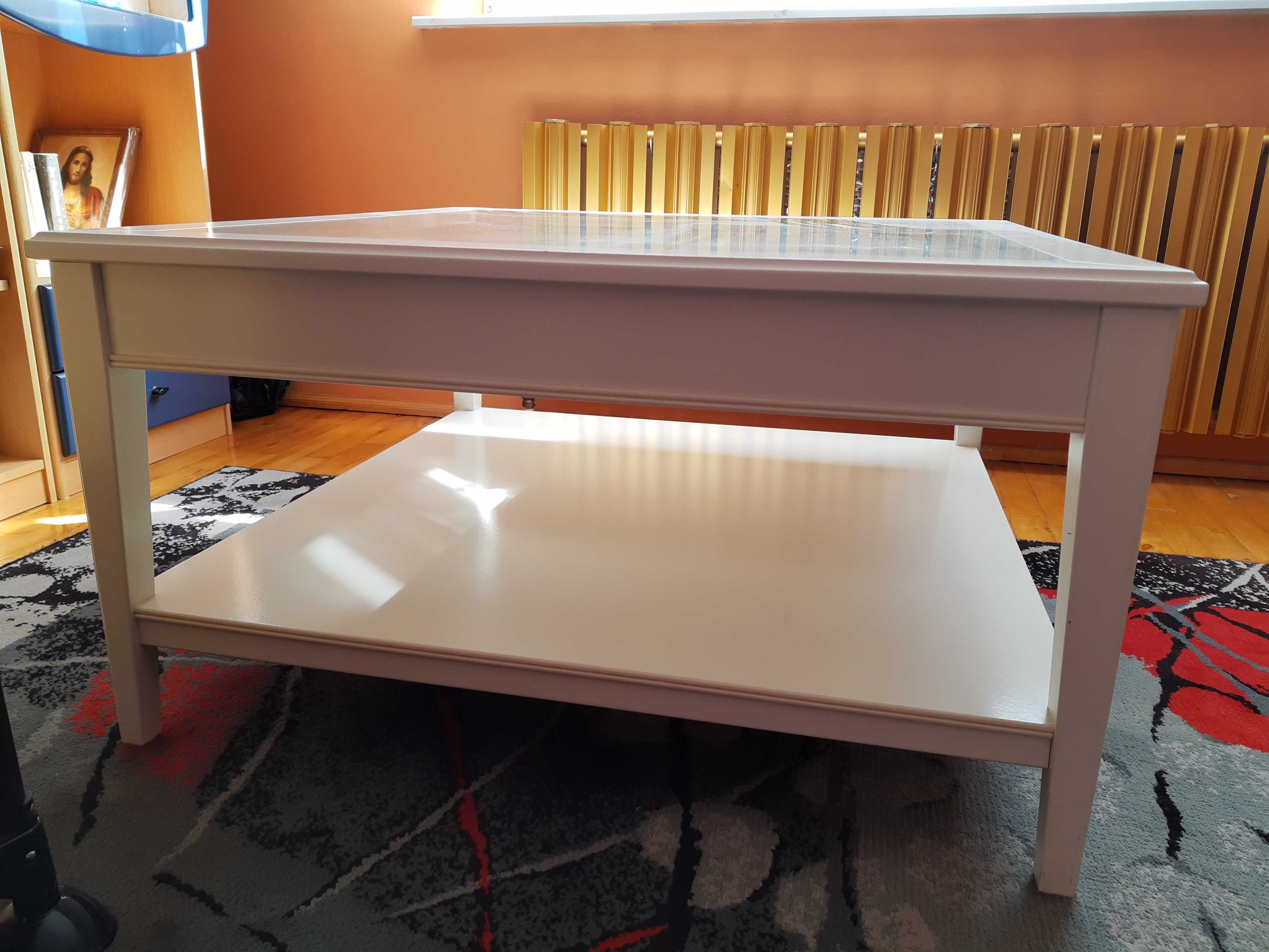 IKEA Liatorp - stolik kawowy z szybą i szufladą