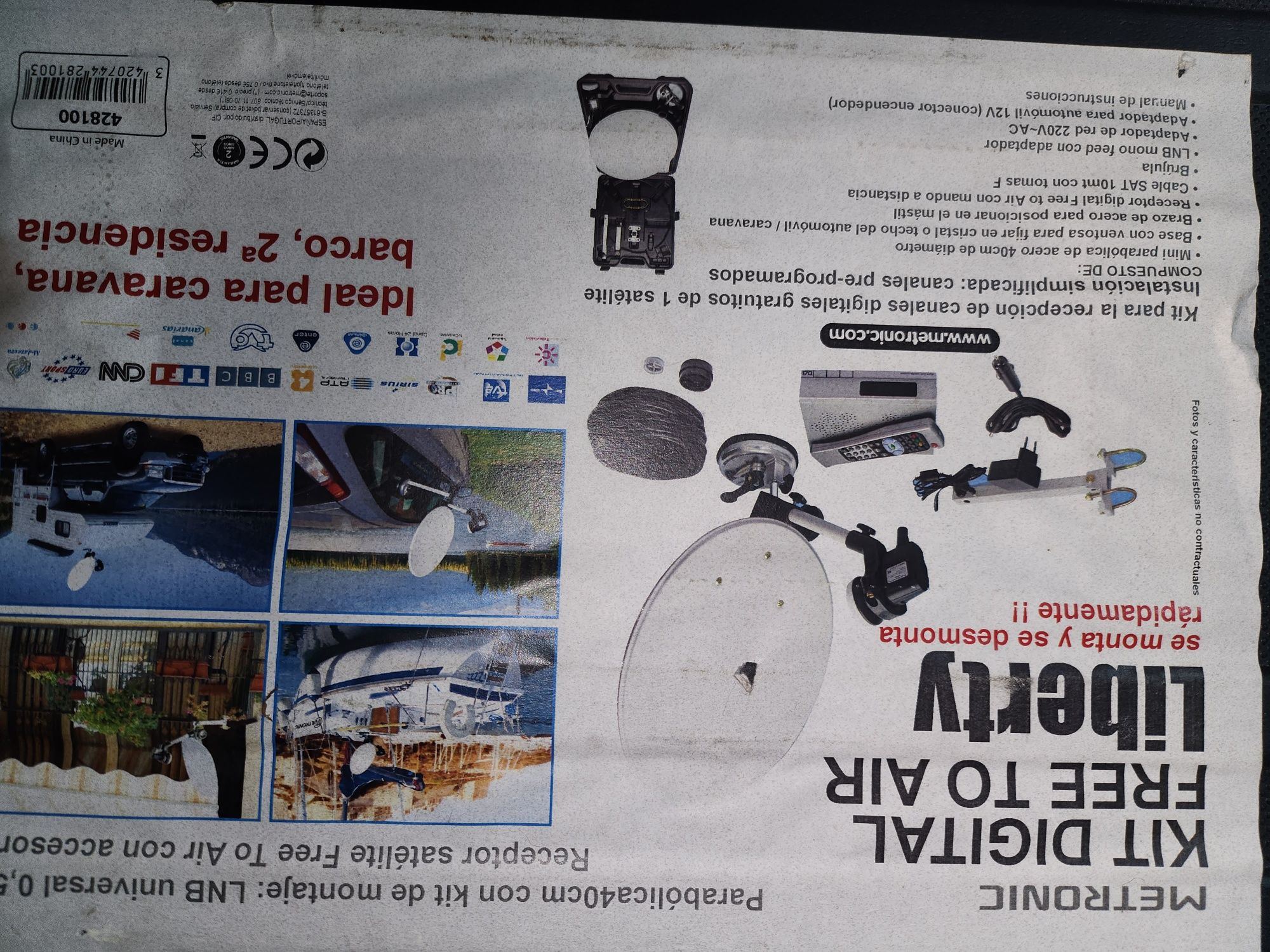 Antena TV para autocaravana ou roulote , etc. Nova, nunca usada .