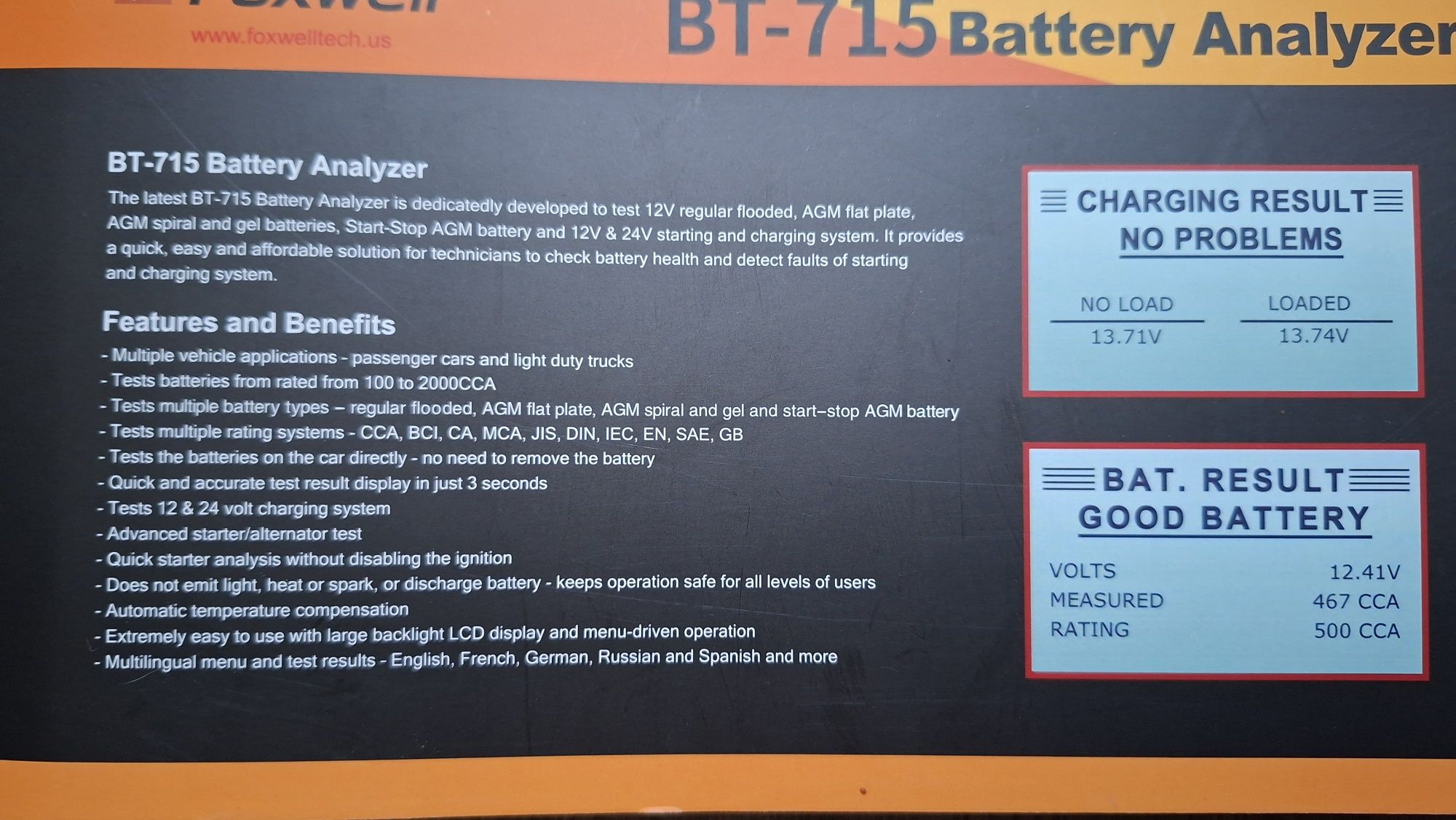 Tester akumulatora FOXWELL BT-715