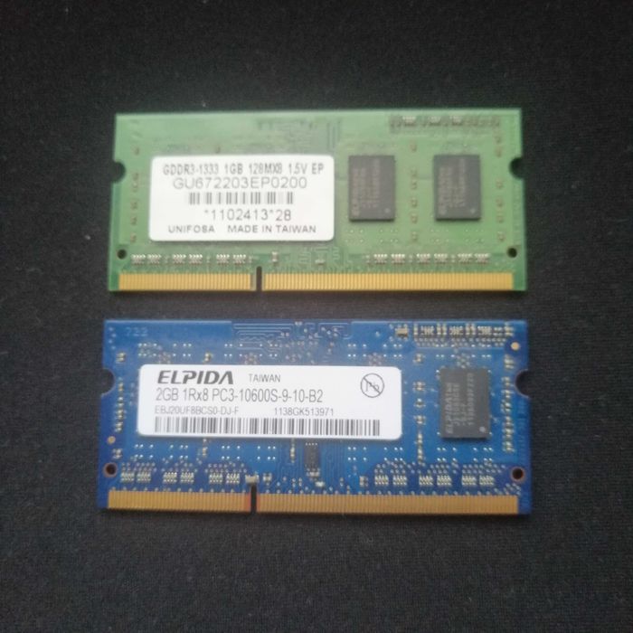 Pamięć DDR3 133 2 GB+1 GB do laptopów