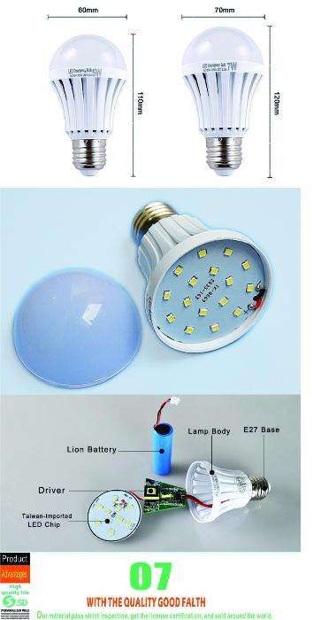 Lampada inteligente led 7w com bateria