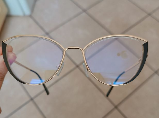 Okulary oprawki zerówki Nowe + filtr niebieski Kocie oko