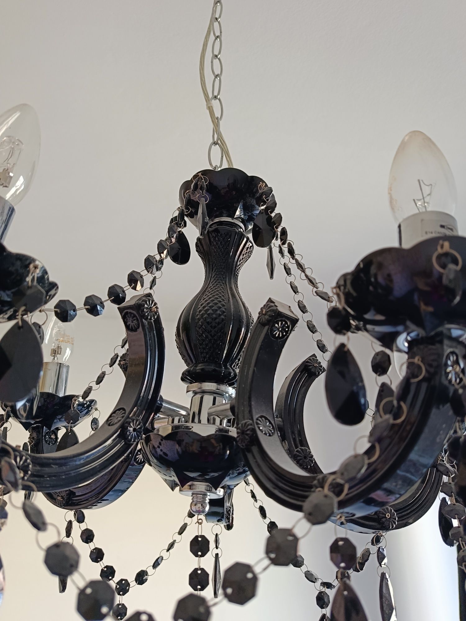 Lampa żyrandol Glamour czarny czarna kryształy