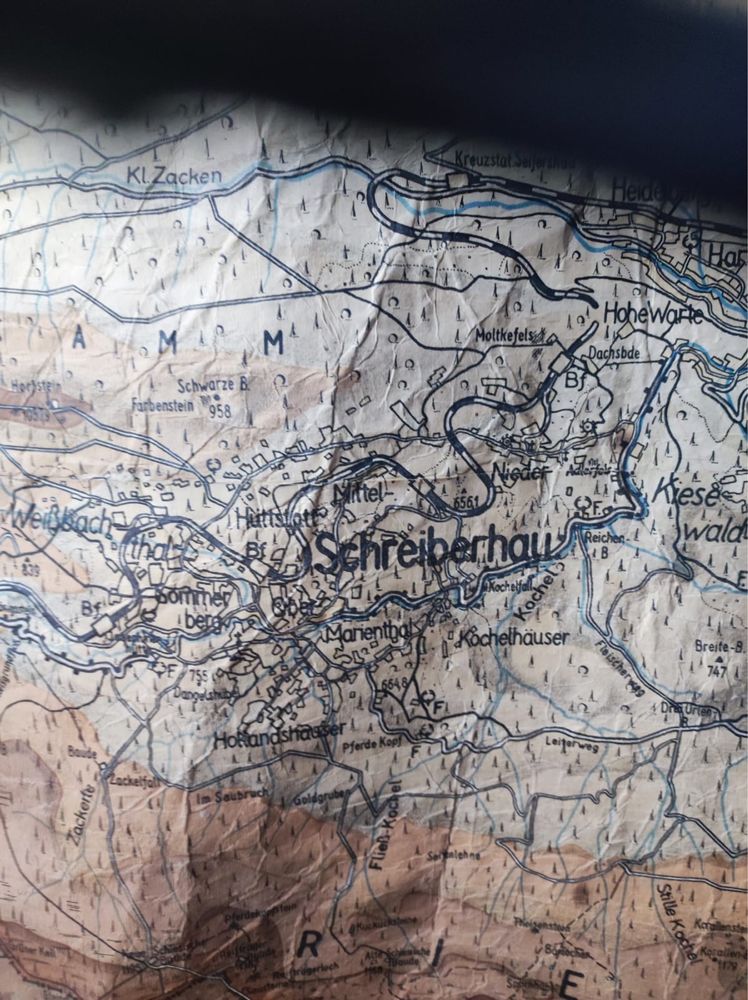 Poniemiecka mapa kotliny Jeleniogórskiej.