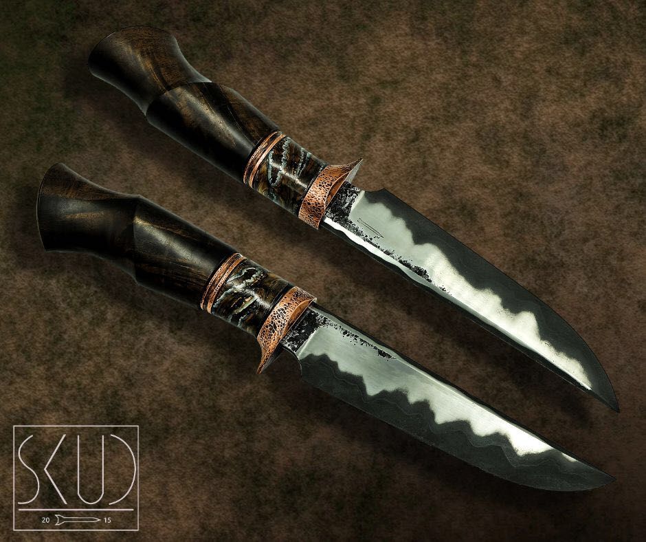 Nóż custom ręcznie robiony handmade myśliwski D2 harcerski SKUD blades
