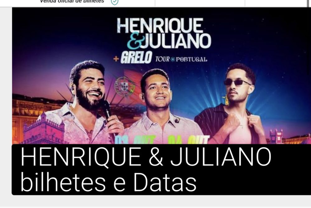 Ingressos Henrique e Juliano