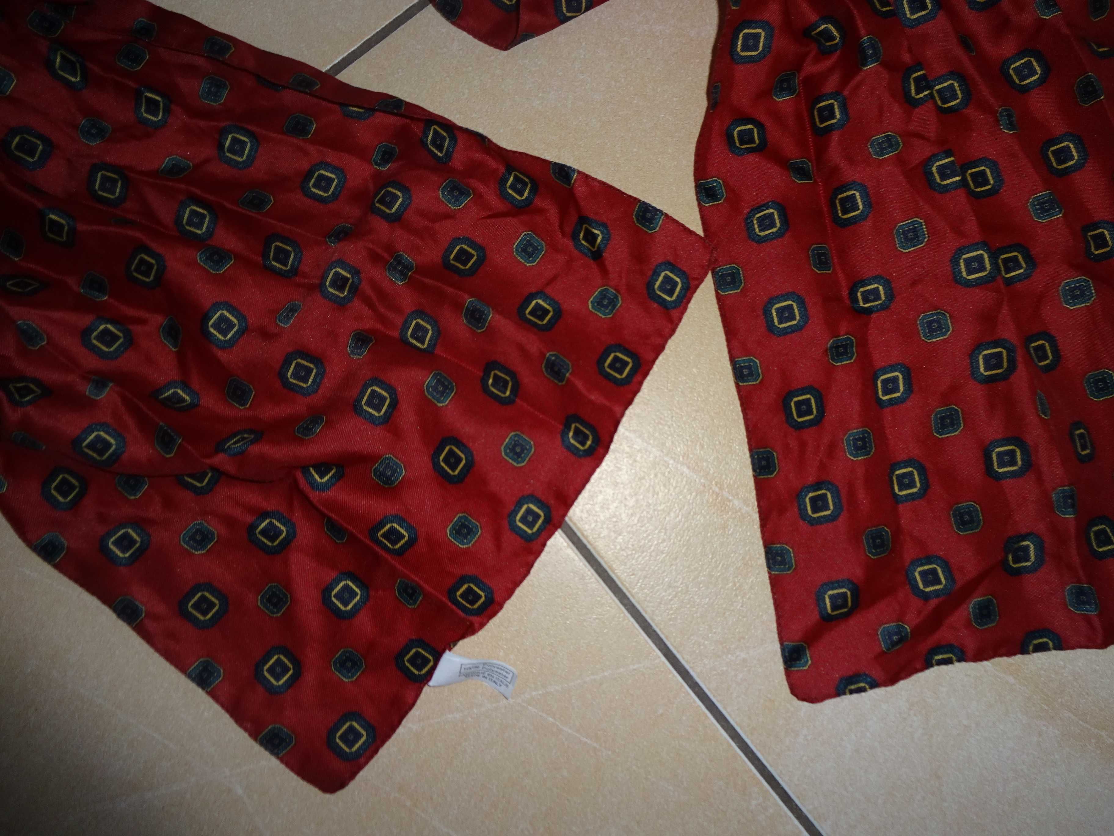 made in Italy elegancki cieńki bordowy szal szalik fular plastron