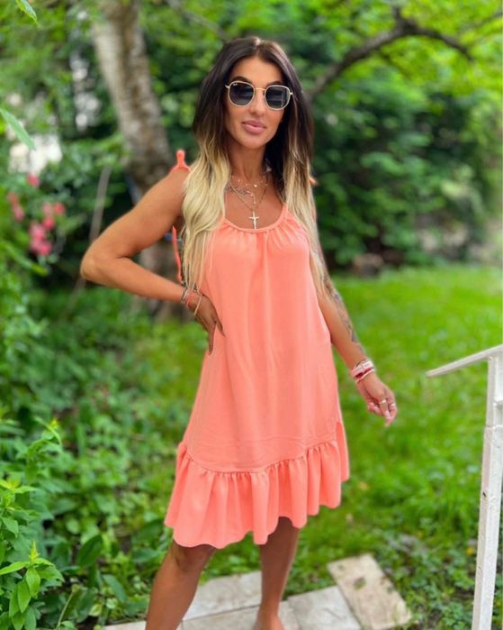 Sukienka letnia candy neon pomarańcz ramiączka zwiewna lekka