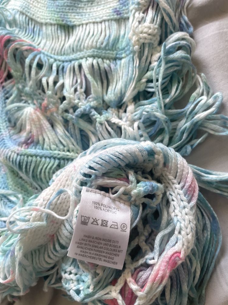 Boho ażurowa bluzka poncho narzutka na lato plażę szydełkowa