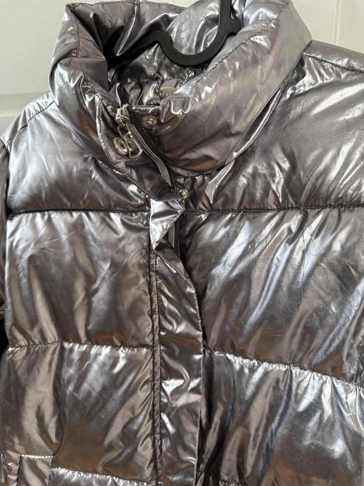 Srebrna kurtka zimowa puffer jacket puchowa Mohito 36