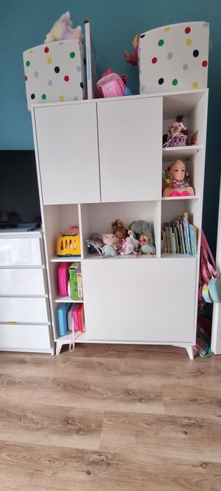 Regał z rozkladanym biurkiem biały połysk 105cm szeroki dowóz gratis
