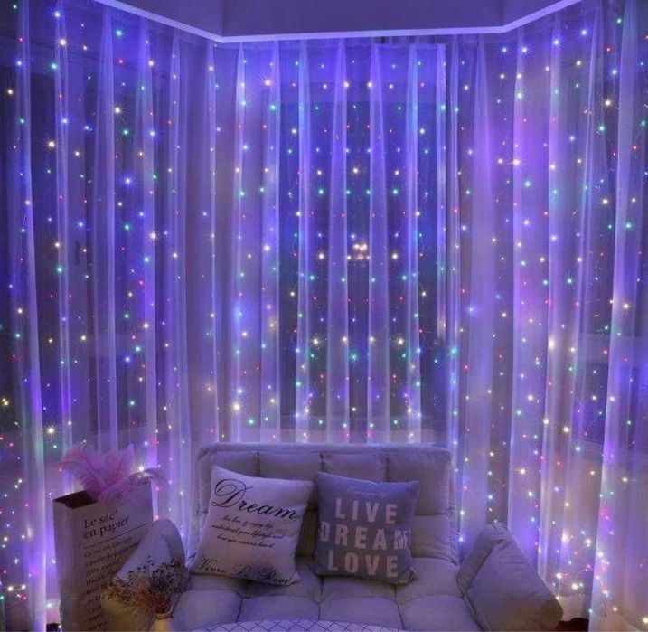 Гірлянда штора роса 3*3 м, 3*2 м, жовта біла led СУПЕР ЦІНА ОПТ