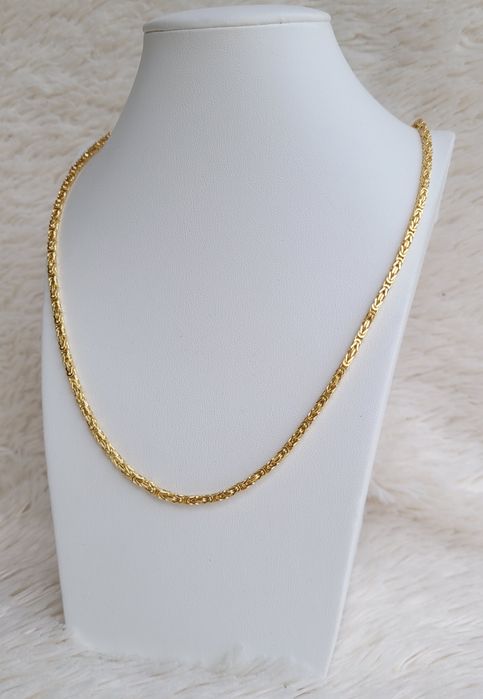 Złoty pozłacany naszyjnik łańcuszek kajdan splot królewski