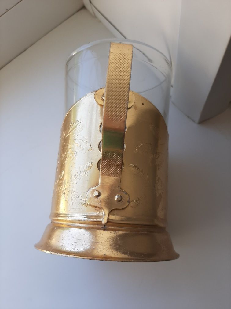 Подстаканник алюминиевый с напылением под золото винтаж