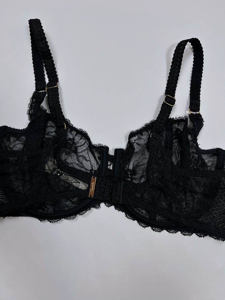 Кружевний прозорий чорний бюстгальтер 38D (85D)  Chantelle оригінал