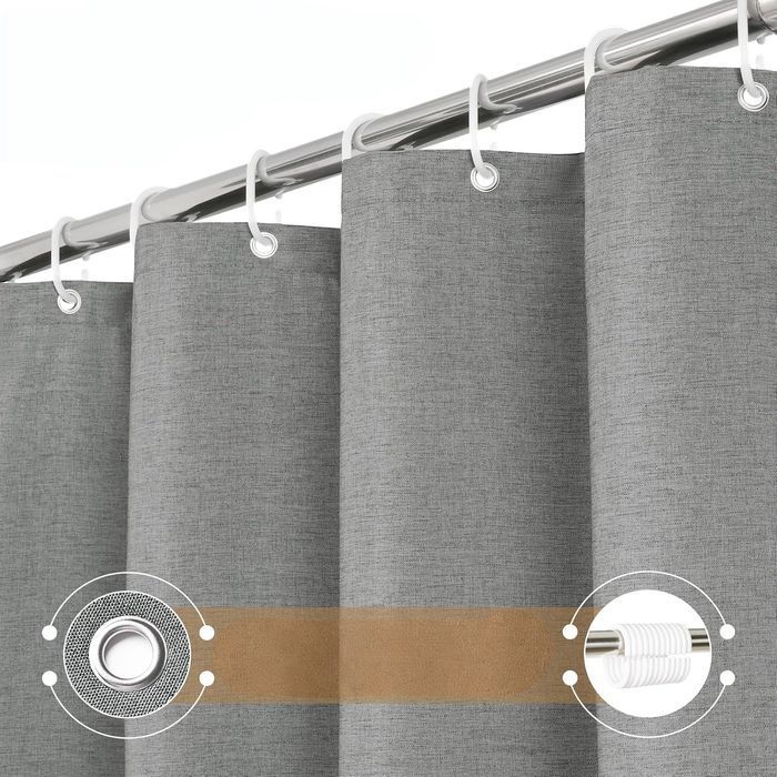 Zasłona Prysznicowa 180x180 cm z 12 Przelotkami Luksusowa Szara