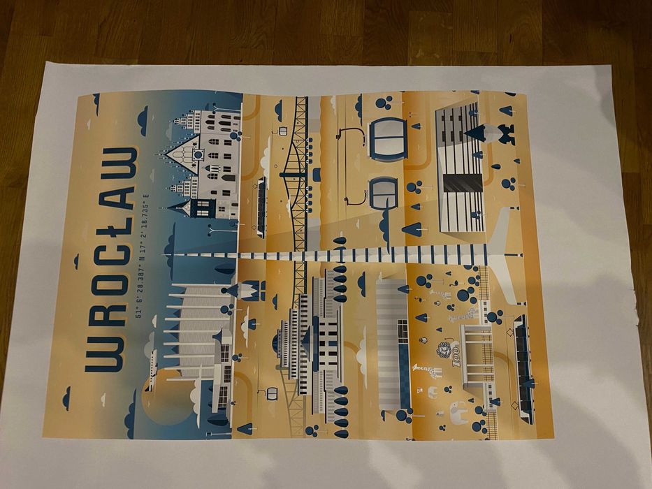 Plakat Wrocław żółto-niebieski 50x70