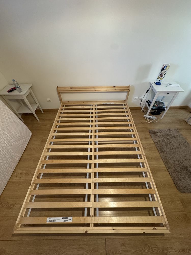NEIDEN Estrutura de cama, pinho, 140x200 cm com estrado Luroy