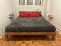 Cama casal (com esrados incluídos) em madeira pinho IKEA 140x200