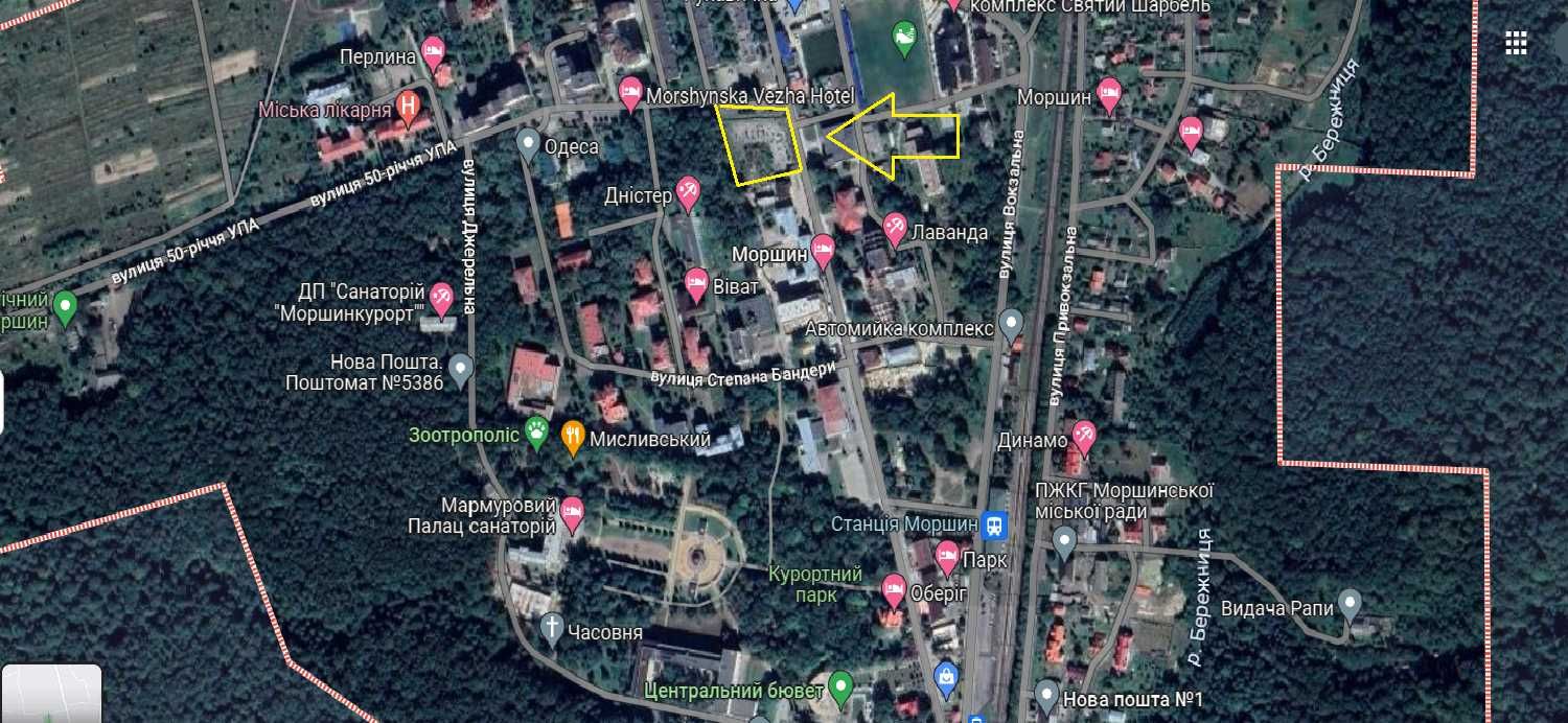 Продаж земельної ділянки під будівництво готелю в м. Моршині