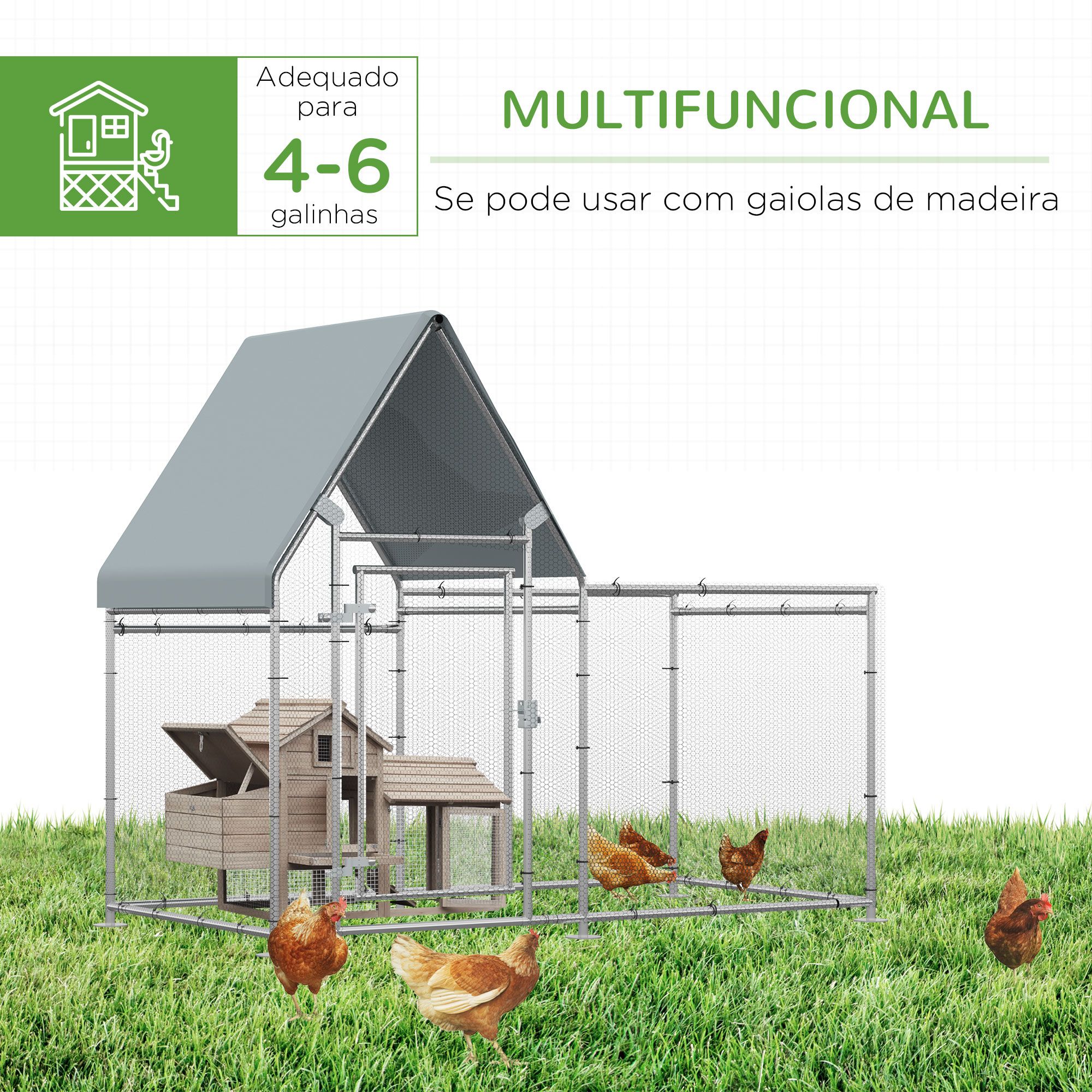 Galinheiro de Exterior Grande 200x105x172cm