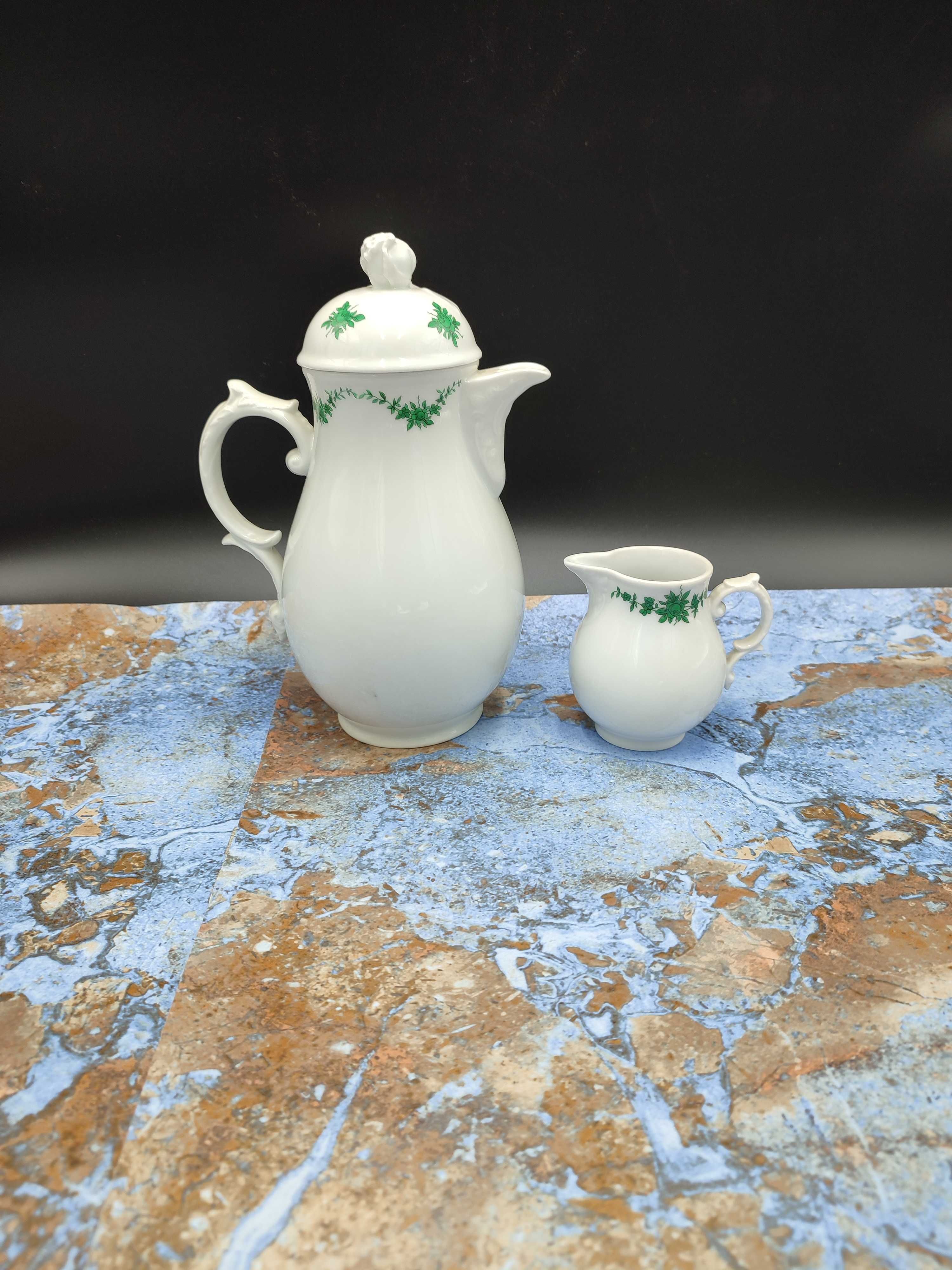 Porcelanowy dzbanek Fustenberg - róża + mlecznik - design 2676