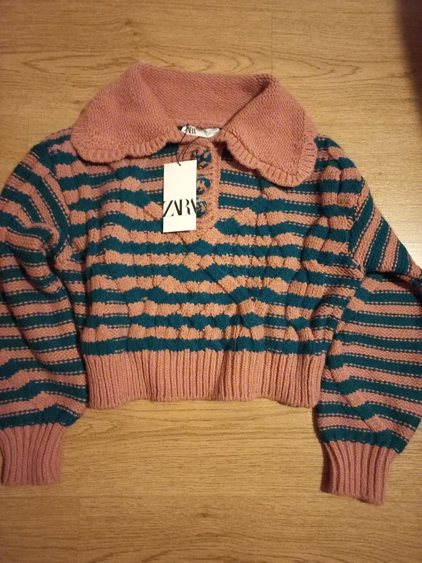 Camisola riscas rosa e verde Zara