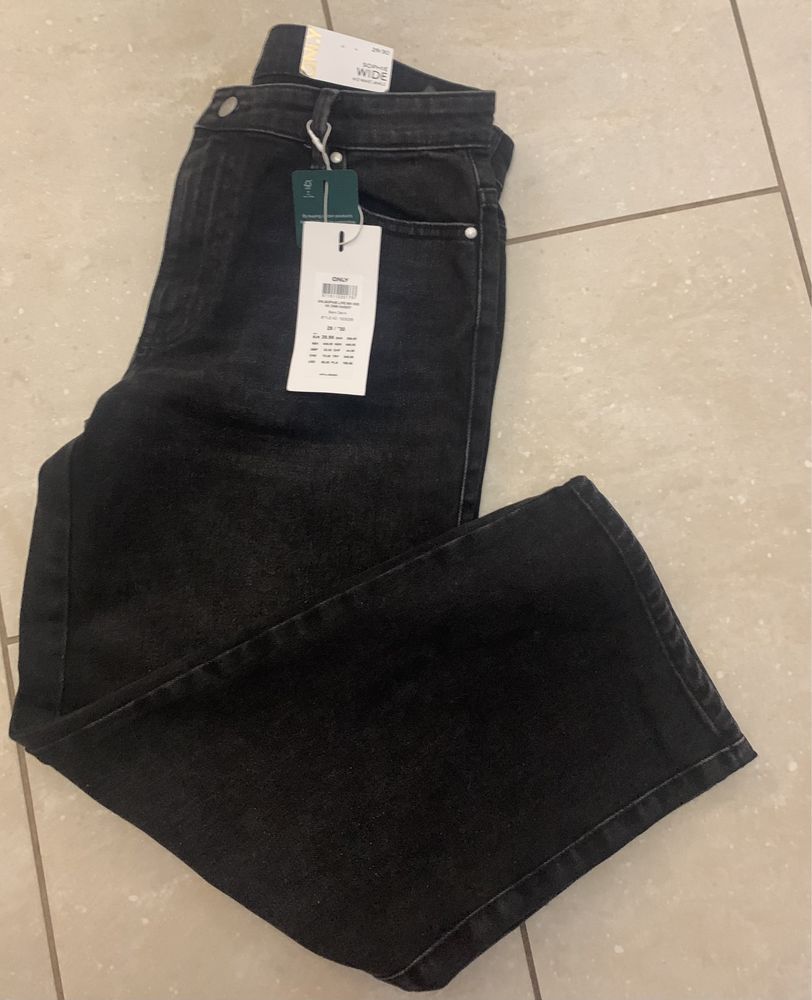 Only, spodnie damskie jeans czarne szerokie r. 29 nowe z metką