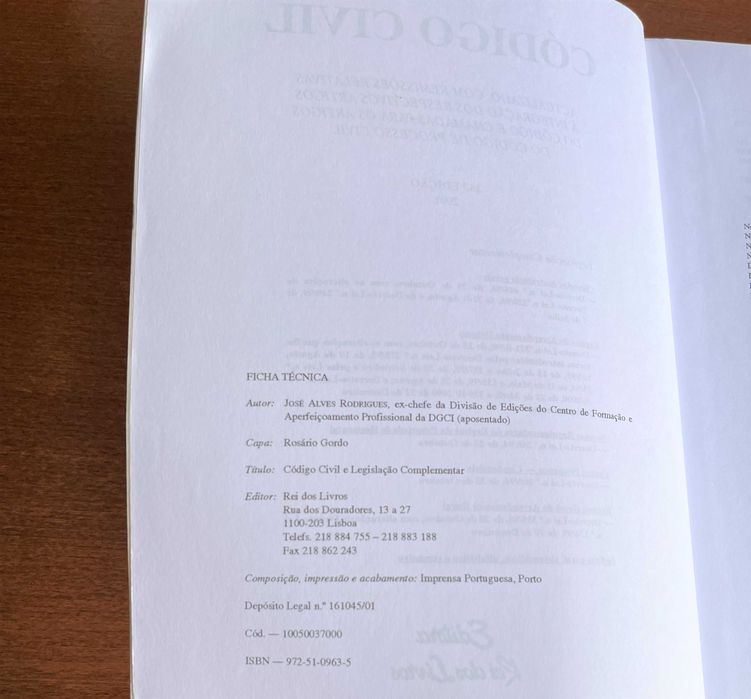 Código Civil e Legislação Complementar - 18ª Edição - 2001