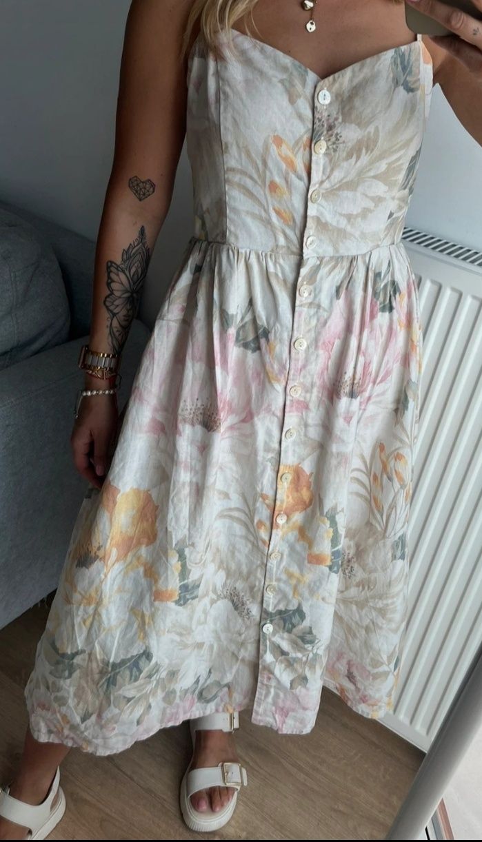 Sukienka h&m 36 len floral dress