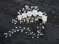 Весільний вінок шпилька гребінь квіти штучні перлини для фати