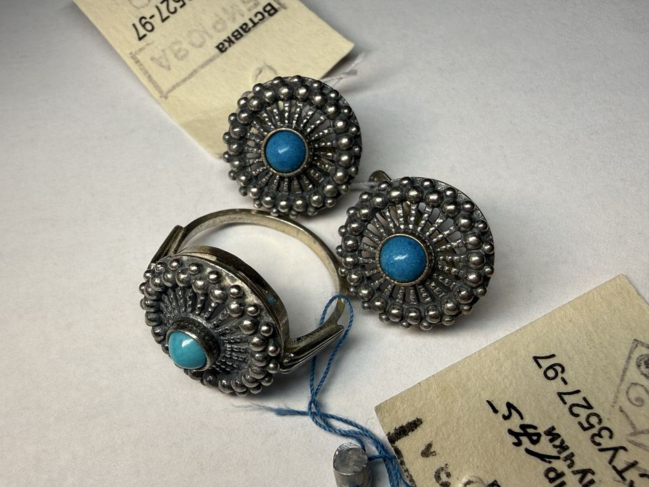 НОВІ срібні сережки з бірюзою ВІНТАЖ 925 проба