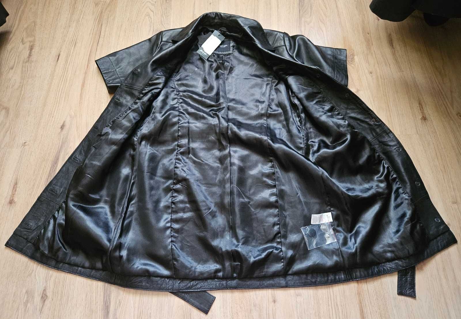 Sukienka skórzana koszulowa skóra naturalna oversize Nasty Gal