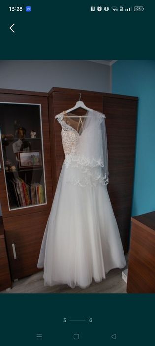 Suknia ślubna Sabrina kolor Ivory koronka tiul r. 36