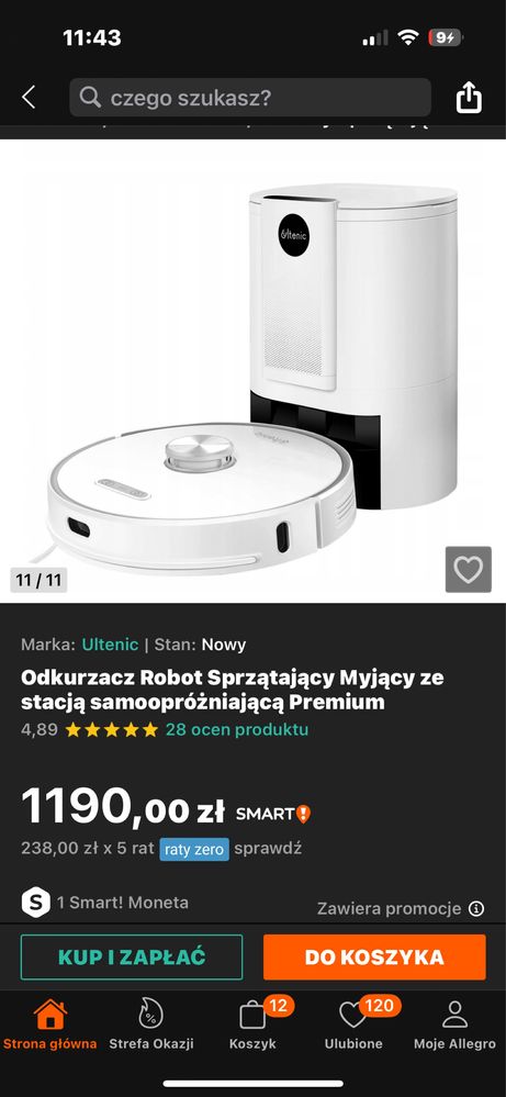 Robot Odkurzacz Ultenic T10