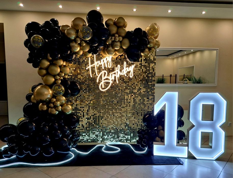 Ścianka cekinowa złota srebrna czarna studniówka  osiemnastka urodziny