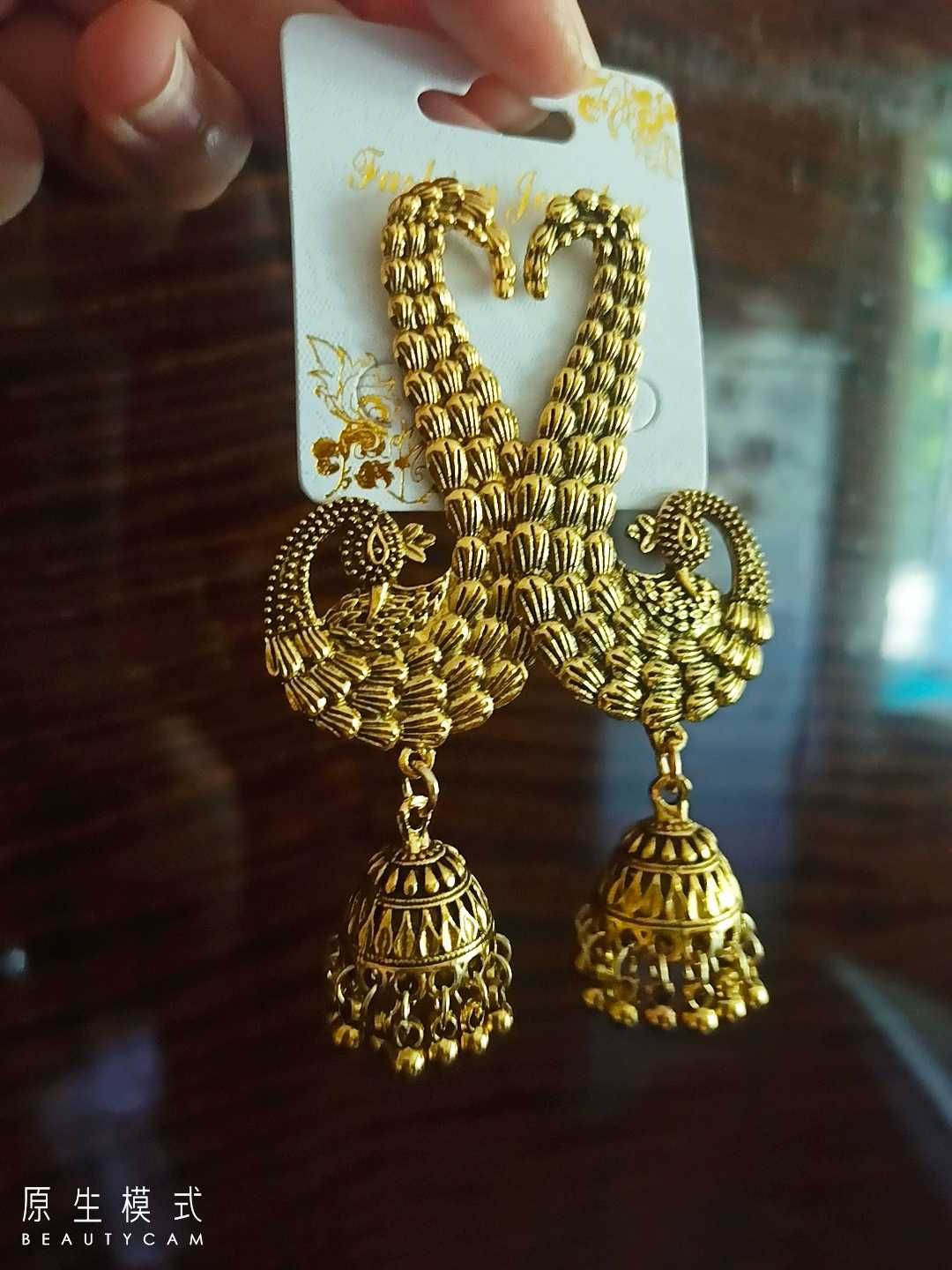 Винтажные индийские серьги павлин
