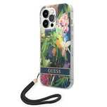 Etui Guess Flower Strap Na Iphone 14 Pro - Niebieskie