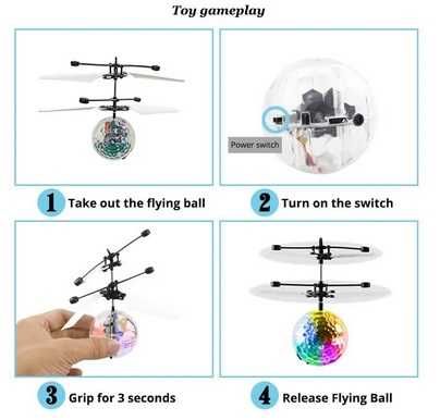 Lampa LED RGB helikopter kula kryształowa disco sterowana gestami