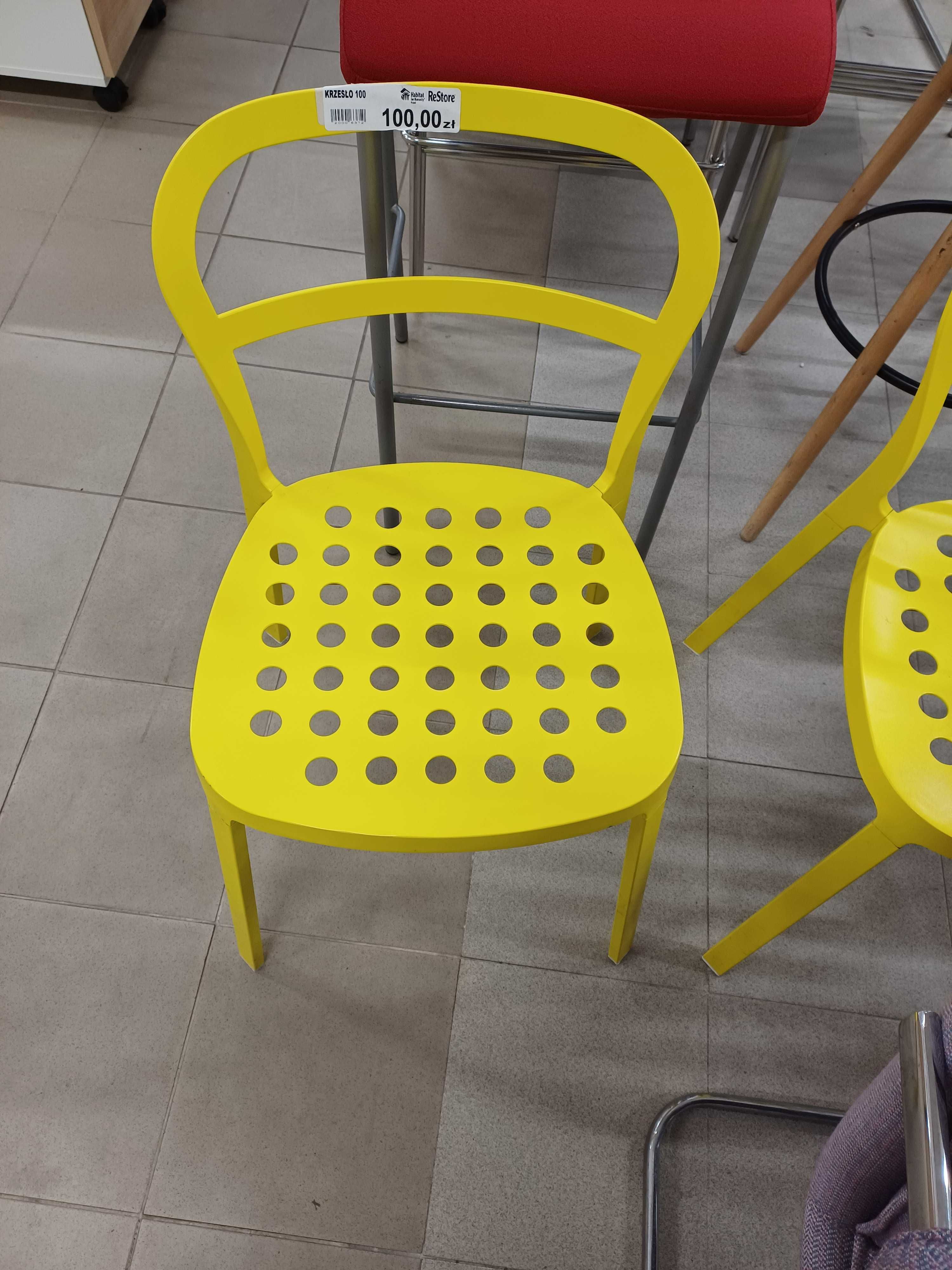Nowoczesne żółte metalowe krzesło