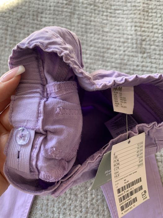 Spodnie jeansy liliowe 92 h&m nowe