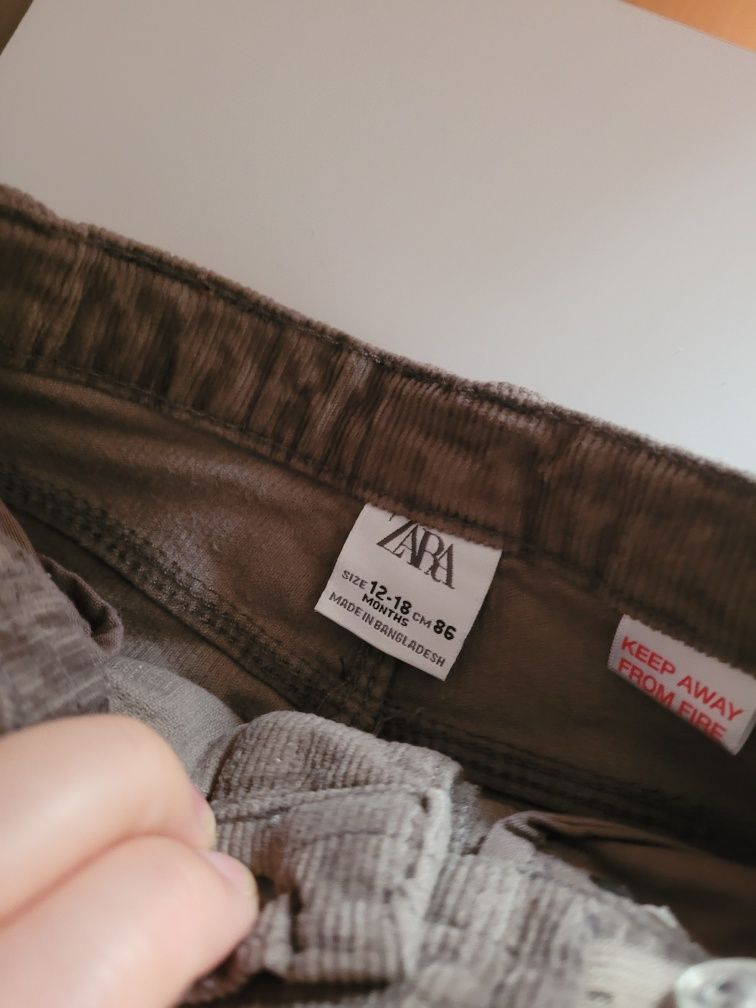 Spodnie jeansy sztruks zara 80 i 86