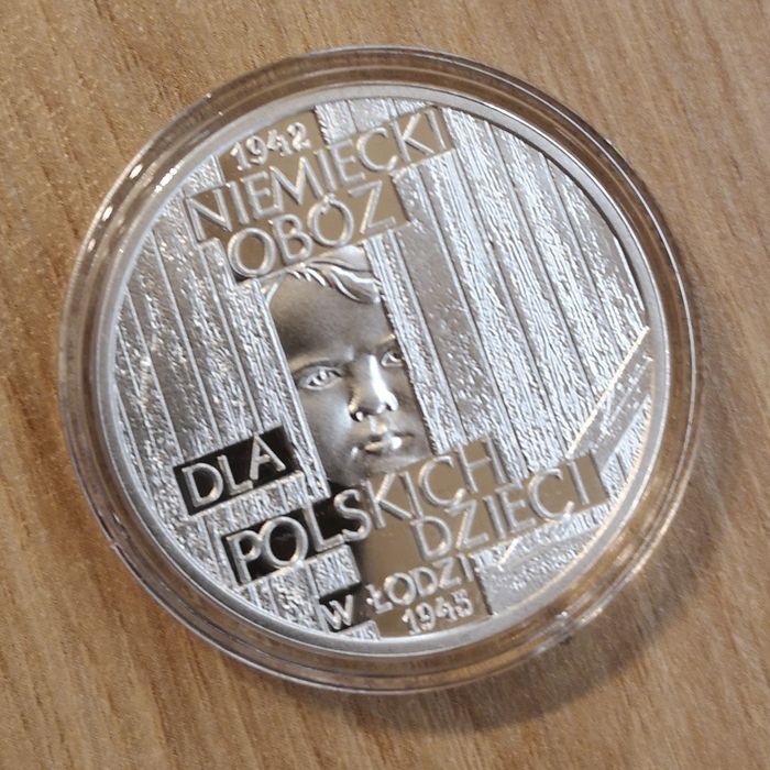 Moneta 10 zł 2022r niemiecki obóz dla polskich dzieci w Łodzi