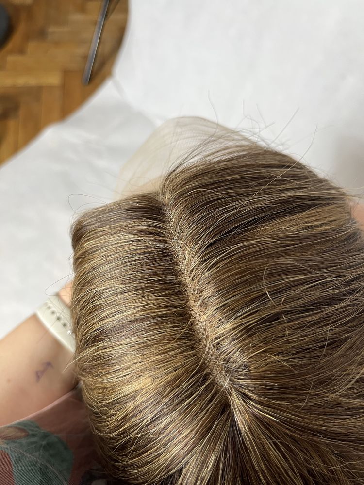 Ekstra jakościowo bardzo długa peruka brąz balejaż włosy naturalne