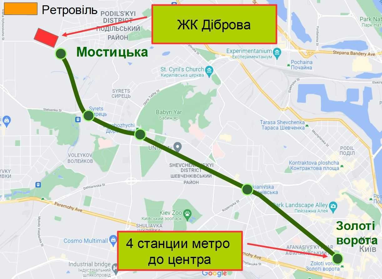 Продам евротрешка 74м Диброва Парк, Подольский район, метро, без комис