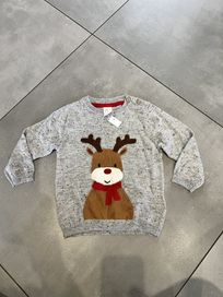 Sweterek świąteczny nowy Renifer 74 H&M