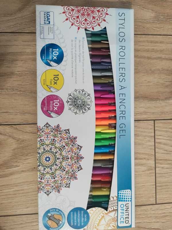 United Office długopisy żelowe 30 brokat pastel mandala kolorowanki