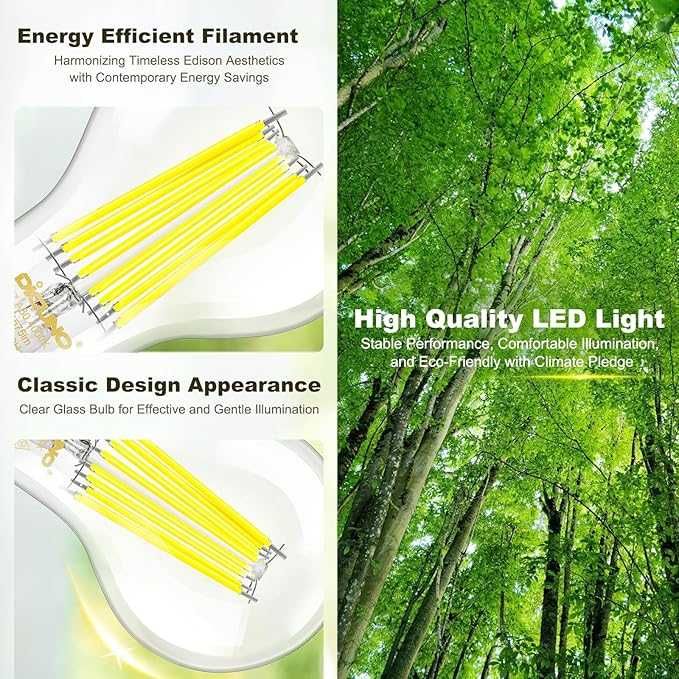 DiCUNO Edison żarówka LED E27,Classic 7,5W zamiennik żarówki 100W 2szt